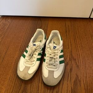 Adidas White and Green Samba Sneakers
